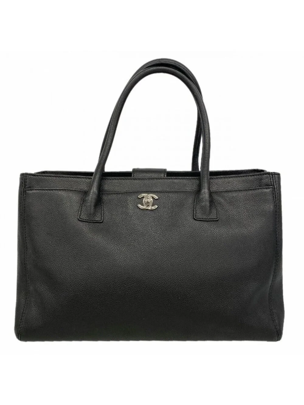 Chanel Tote Executive Leather Black Silver